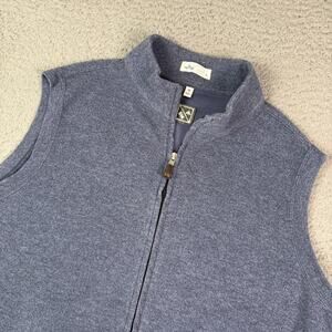 Peter Millar Crown Full Zip Sweater Vest Mens Medium Blue Fleece Golf Casual